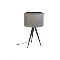 Zuiver Lampes à Poser Lampe à Poser En Bois Noir Et Abat Jour Gris