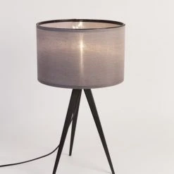 Zuiver Lampes à Poser Lampe à Poser En Bois Noir Et Abat Jour Gris -Luminaires Ventes lampe a poser en bois noir et abat jour gris 4