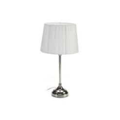 Wadiga Lampes à Poser Lampe à Poser En Métal Argenté Et Abat-jour Blanc H45cm -Luminaires Ventes lampe a poser en metal argente et abat jour blanc h45cm 2