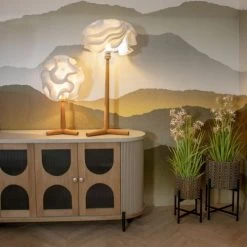 Now’s Home Lampes à Poser Lampe à Poser En Zipper Ivoire Pied En Teck H94 -Luminaires Ventes lampe a poser en zipper ivoire pied en teck h94 3