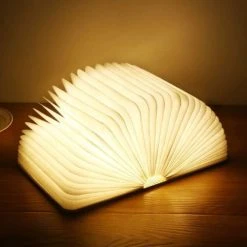 Coup De Coeur Lampes à Poser Lampe à Poser Livre Led Couverture En Bois -Luminaires Ventes lampe a poser livre led couverture en bois 3