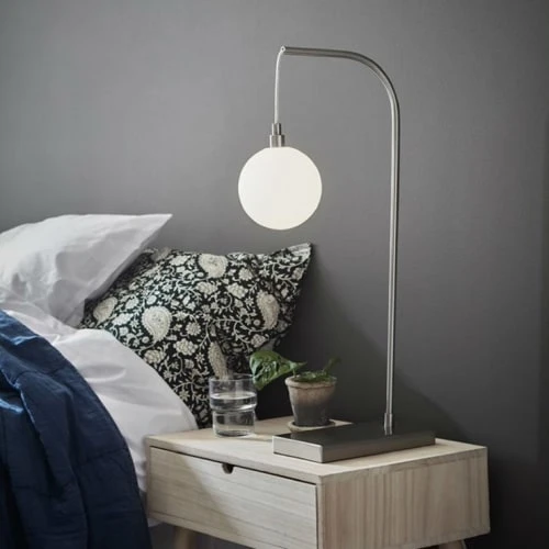 Markslöjd Lampes à Poser Lampe à Poser Métal Argent/verre Opalin H60cm 4 Markslöjd Lampes à Poser Lampe à Poser Métal Argent/verre Opalin H60cm – Image 2