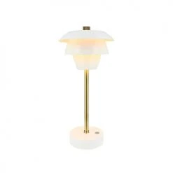Pirouette Paris Lampes à Poser Lampe à Poser Rechargeable En Métal Blanc Et Doré H31