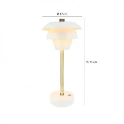 Pirouette Paris Lampes à Poser Lampe à Poser Rechargeable En Métal Blanc Et Doré H31 -Luminaires Ventes lampe a poser rechargeable en metal blanc et dore h31 5