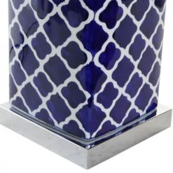 Wadiga Lampes à Poser Lampe à Poser Style Oriental En Porcelaine Bleue Et Blanche - 35x35x57 -Luminaires Ventes lampe a poser style oriental en porcelaine bleue et blanche 35x35x57 2