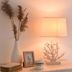 Maisons Du Monde Lampes à Poser Lampe Corail Et Abat-jour Blancs -Luminaires Ventes lampe corail et abat jour blancs 1000 14 38 178429 3