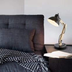 Globo Lampes à Poser Lampe De Bureau En Bois Noir -Luminaires Ventes lampe de bureau en bois noir 7