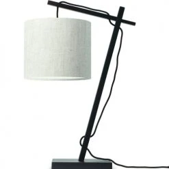 Good & Mojo Lampes à Poser Lampe De Table Bambou Noir/lin H46cm