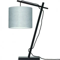 Good & Mojo Lampes à Poser Lampe De Table Bambou Noir/lin H46cm