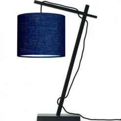 Good & Mojo Lampes à Poser Lampe De Table Bambou Noir/lin H46cm