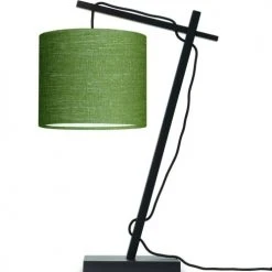 Good & Mojo Lampes à Poser Lampe De Table Bambou Noir/lin H46cm