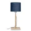 Good & Mojo Lampes à Poser Lampe De Table En Bambou Abat-jour En Lin Bleu Denim, H. 59cm -Luminaires Ventes lampe de table en bambou abat jour en lin bleu denim h 59cm