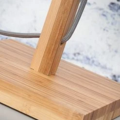 Good & Mojo Lampes à Poser Lampe De Table En Bambou Abat-jour En Lin Bleu Denim, H. 59cm -Luminaires Ventes lampe de table en bambou abat jour en lin bleu denim h 59cm 2