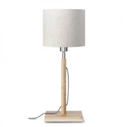 Good & Mojo Lampes à Poser Lampe De Table En Bambou Abat-jour En Lin Lin Clair, H. 59cm -Luminaires Ventes lampe de table en bambou abat jour en lin lin clair h 59cm 5