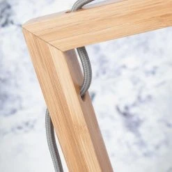 Good & Mojo Lampes à Poser Lampe De Table En Bambou Abat-jour En Lin Lin Foncé, H. 47cm -Luminaires Ventes lampe de table en bambou abat jour en lin lin fonce h 47cm 2