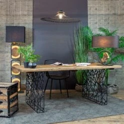 Now’s Home Lampes à Poser Lampe De Table En Métal Et Bois -Luminaires Ventes lampe de table en metal et bois 5