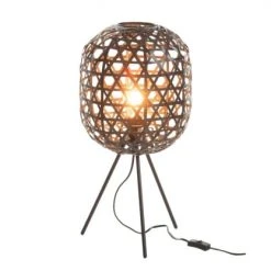 Meubles & Design Lampes à Poser Lampe Design Sur Pieds En Bambou Et Métal Noir -Luminaires Ventes lampe design sur pieds en bambou et metal noir 2