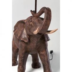 Kare Design Lampes à Poser Lampe éléphant En Polyrésine Marron Et Abat-jour En Lin -Luminaires Ventes lampe elephant en polyresine marron et abat jour en lin 2