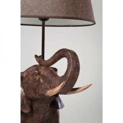 Kare Design Lampes à Poser Lampe éléphant En Polyrésine Marron Et Abat-jour En Lin -Luminaires Ventes lampe elephant en polyresine marron et abat jour en lin 3