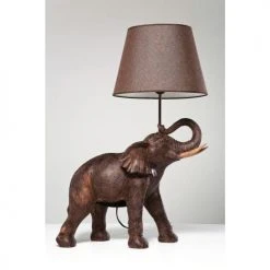 Kare Design Lampes à Poser Lampe éléphant En Polyrésine Marron Et Abat-jour En Lin -Luminaires Ventes lampe elephant en polyresine marron et abat jour en lin 4