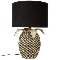 Maisons Du Monde Lampes à Poser Lampe En Bambou Tressé Et Abat-jour En Fibre Végétale Noire