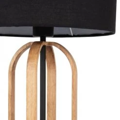 Maisons Du Monde Lampes à Poser Lampe En Bois D'hévéa Et Abat-jour En Coton Recyclé Noir -Luminaires Ventes lampe en bois d hevea et abat jour en coton recycle noir 1000 9 19 227979 4