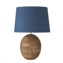 Maisons Du Monde Lampes à Poser Lampe En Bois De Manguier Et Abat-jour En Coton Bleu D43