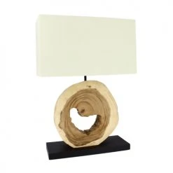 Now’s Home Lampes à Poser Lampe En Bois Naturel Avec Abat-jour Ivoire H57cm