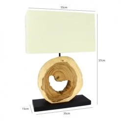 Now’s Home Lampes à Poser Lampe En Bois Naturel Avec Abat-jour Ivoire H57cm -Luminaires Ventes lampe en bois naturel avec abat jour ivoire h57cm 3