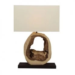 Now’s Home Lampes à Poser Lampe En Bois Naturel Avec Abat-jour Ivoire H57cm -Luminaires Ventes lampe en bois naturel avec abat jour ivoire h57cm 5