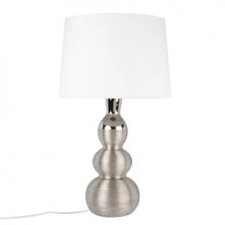 Maisons Du Monde Lampes à Poser Lampe En Céramique Argentée Et Abat-jour écru