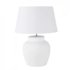 Maisons Du Monde Lampes à Poser Lampe En Céramique Banche Mate Et Abat-jour Blanc