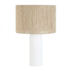 Maisons Du Monde Lampes à Poser Lampe En Céramique Blanche Et Abat-jour En Corde De Jute H73