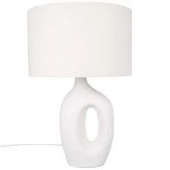 Maisons Du Monde Lampes à Poser Lampe En Céramique Blanche Et Abat-jour En Coton