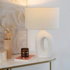 Maisons Du Monde Lampes à Poser Lampe En Céramique Blanche Et Abat-jour En Coton -Luminaires Ventes lampe en ceramique blanche et abat jour en coton 1000 15 10 227560 4