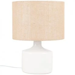 Maisons Du Monde Lampes à Poser Lampe En Céramique Blanche Et Abat-jour En Jute
