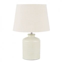 Maisons Du Monde Lampes à Poser Lampe En Céramique Bleu Vert Et Abat-jour En Lin Beige