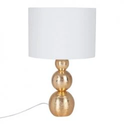 Maisons Du Monde Lampes à Poser Lampe En Céramique Dorée Et Abat-jour En Lin Blanc