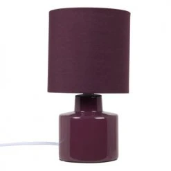 Maisons Du Monde Lampes à Poser Lampe En Céramique Et Abat-jour En Coton Violet Aubergine - Lot De 2