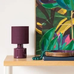 Maisons Du Monde Lampes à Poser Lampe En Céramique Et Abat-jour En Coton Violet Aubergine - Lot De 2 -Luminaires Ventes lampe en ceramique et abat jour en coton violet aubergine 1000 16 1 223328 2