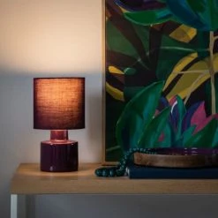 Maisons Du Monde Lampes à Poser Lampe En Céramique Et Abat-jour En Coton Violet Aubergine - Lot De 2 -Luminaires Ventes lampe en ceramique et abat jour en coton violet aubergine 1000 16 1 223328 3