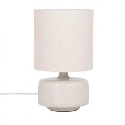 Maisons Du Monde Lampes à Poser Lampe En Céramique Gris Nuage Et Abat-jour En Coton écru