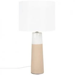 Maisons Du Monde Lampes à Poser Lampe En Céramique Marron Et Abat-jour En Coton Blanc