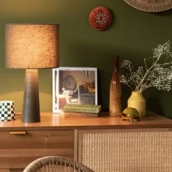 Maisons Du Monde Lampes à Poser Lampe En Céramique Noire Et Abat-jour En Coton Recyclé -Luminaires Ventes lampe en ceramique noire et abat jour en coton recycle 1000 4 3 227430 3