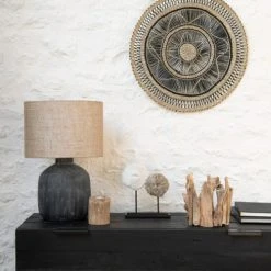Maisons Du Monde Lampes à Poser Lampe En Céramique Noire Et Abat-jour En Jute -Luminaires Ventes lampe en ceramique noire et abat jour en jute 1000 12 26 210438 3