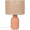 Maisons Du Monde Lampes à Poser Lampe En Céramique Rose Et Abat-jour En Raphia Beige