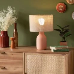 Maisons Du Monde Lampes à Poser Lampe En Céramique Rose Et Abat-jour En Raphia Beige -Luminaires Ventes lampe en ceramique rose et abat jour en raphia beige 1000 8 8 227927 3