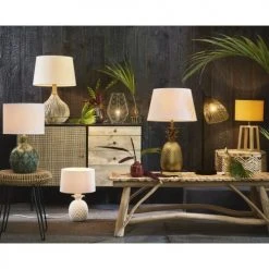 Maisons Du Monde Lampes à Poser Lampe En Céramique Verte Abat-jour En Coton Blanc -Luminaires Ventes lampe en ceramique verte abat jour en coton blanc 1000 0 32 171904 10