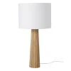 Maisons Du Monde Lampes à Poser Lampe En Chêne Strié Et Abat-jour En Coton Blanc