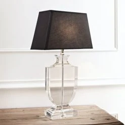 Maisons Du Monde Lampes à Poser Lampe En Cristal Et Abat-jour En Coton Noire H 65 Cm -Luminaires Ventes lampe en cristal et abat jour en coton noire h 65 cm 1000 8 3 117427 28